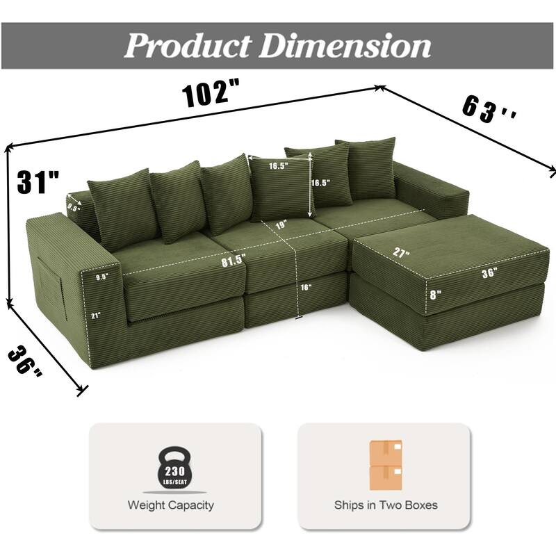 10-in-1 Convertible Sofa Sectional