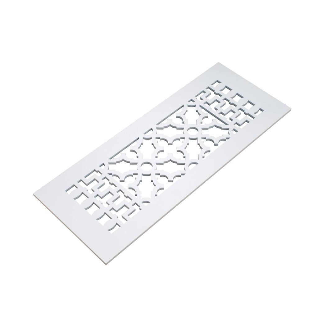 Reggio Registers 814-AWNH Scroll 6" x 12" Aluminum Floor Grille - White Cast Aluminum