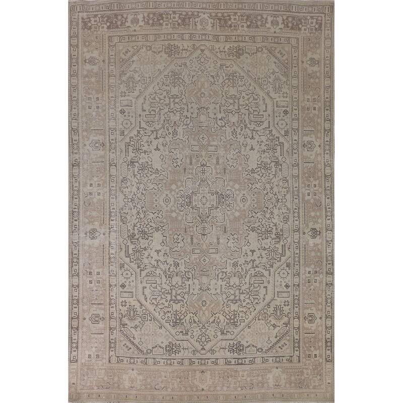 Distressed Tabriz Persian Vintage Rug Handmade Oriental Wool Carpet - 6'6"x 9'8"