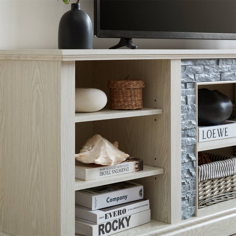 Faux Stacked Stone TV Stand,Desk Storage Rack,Media Console Table