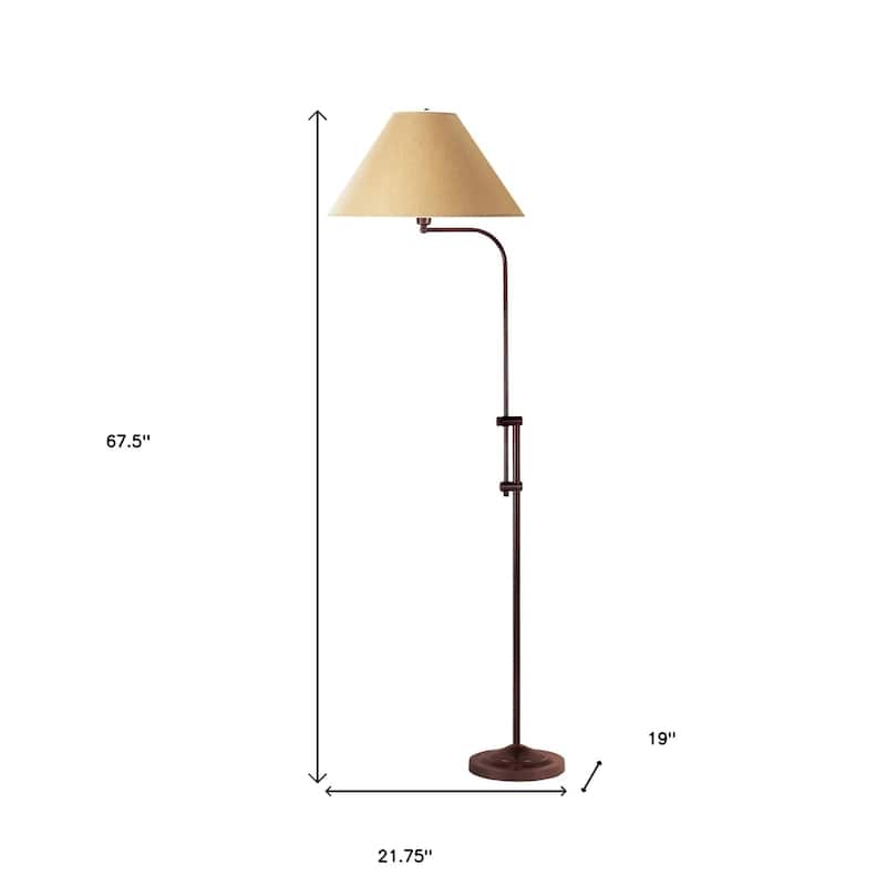 HomeRoots 68" Rusted Adjustable Traditional Shaped Floor Lamp With Brown Empire Shade - 21.75