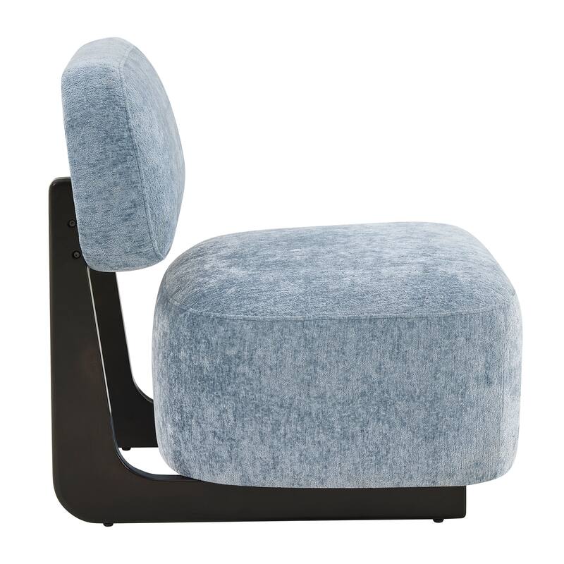 Chenille Upholstered Accent Chair, Lounge Reading Chair with Rectangular Backrest, Single Sofa Chair with Solid Wood Frame