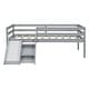 preview thumbnail 8 of 6, Grey Twin Size Pine Wood Low Loft Bed with Slide, Ladder, Safety Guardrails