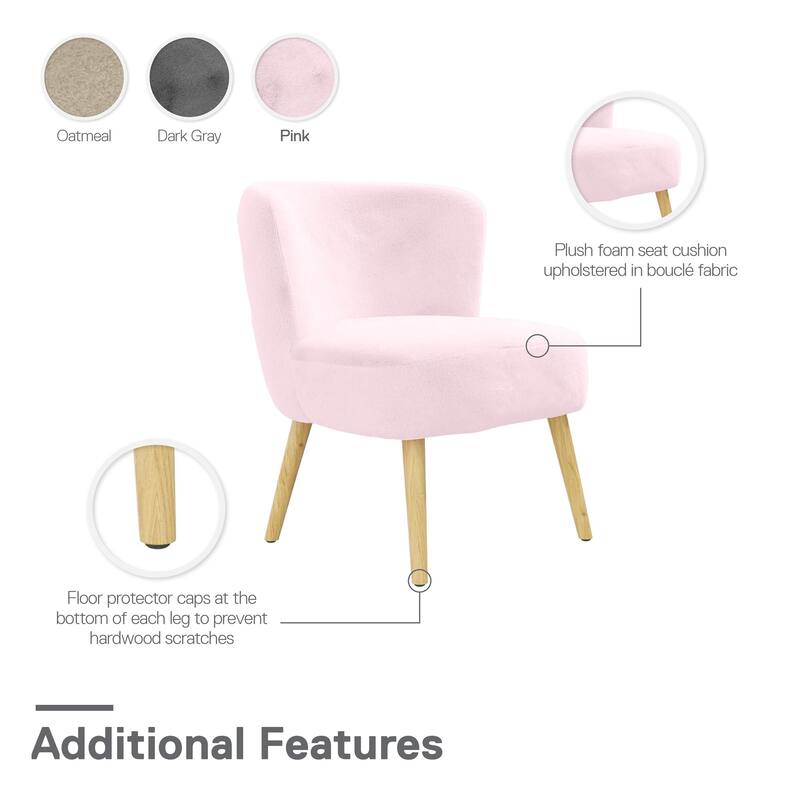 Avenue Greene Eden Boucle Kids Accent Chair with Natural Legs