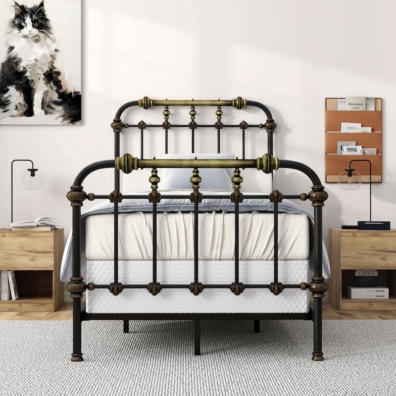 Furniture of America Pall Modern Metal Spindle Panel Bed