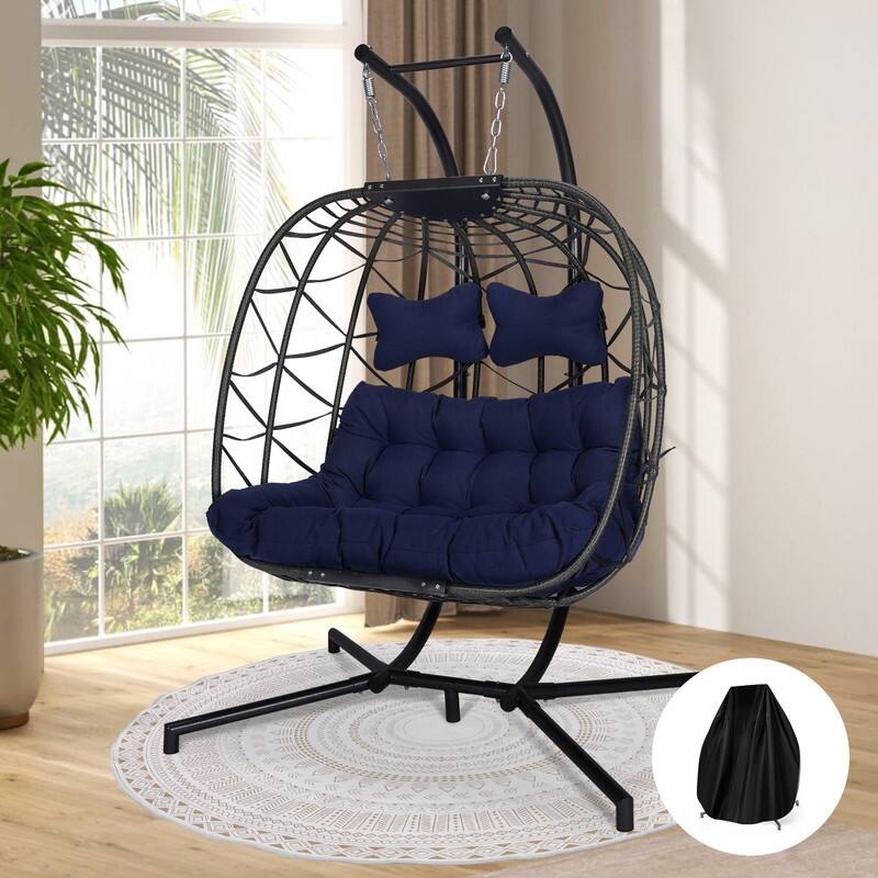 FINCATI Indoor Double Egg Chair, 700 lbs Extra-large 2 Person Double Egg Chair, Cozy Swing Chair, Oversized Hanging Egg Chair