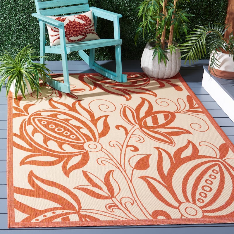 SAFAVIEH Courtyard Nasima Indoor/ Outdoor Patio Backyard Rug - 2'7" x 5' - Natural/Terra
