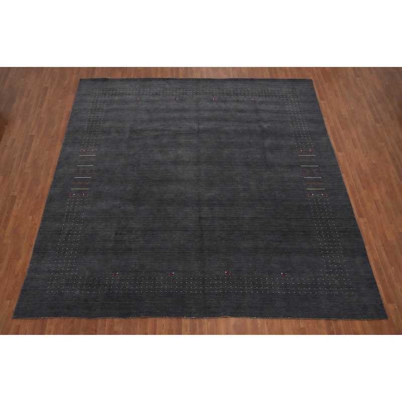 Hand Knotted Oriental 100% Wool Carpet Tribal Animal Pictorial Greys & Charcoal Gabbeh Area Rug - 11' 10'' X 11' 11''
