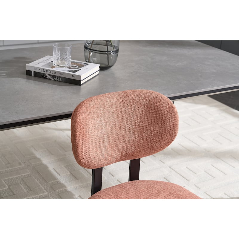 Modern Curved 2 Piece Kitchen Dining Chairs with Cushions, Backrest, Metal Legs for Dining Room Kitchen Living Room Bedroom