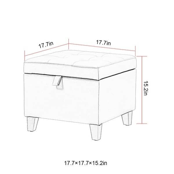 Adeco Faux Leather Tufted Flip Top Storage Ottoman