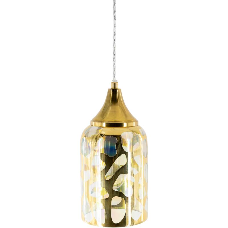 Elida Eclectic Golden Glass 1-light Pendant - 12"H x 6"W x 6"D - 12"H x 6"W x 6"D - Gold