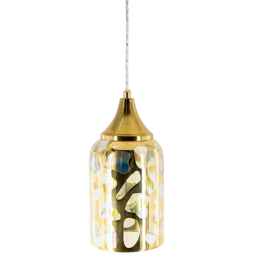 Elida Eclectic Golden Glass 1-light Pendant - 12"H x 6"W x 6"D