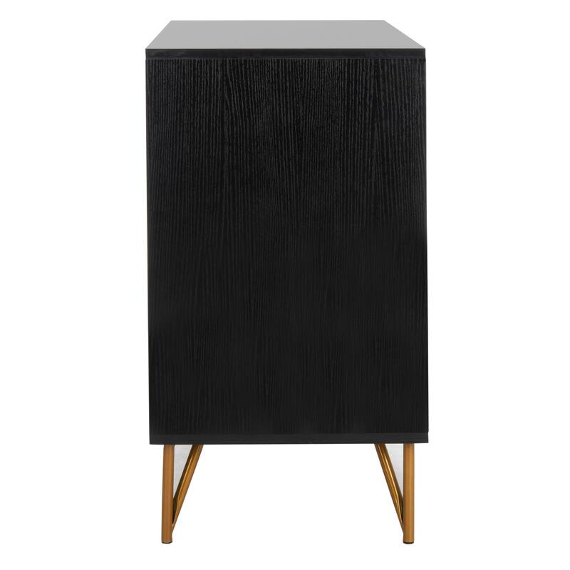 SAFAVIEH Pine 2 Door Modular Tv UnitBlack / Gold 35.4" x 15.8" x 28.7" On Sale Bed Bath