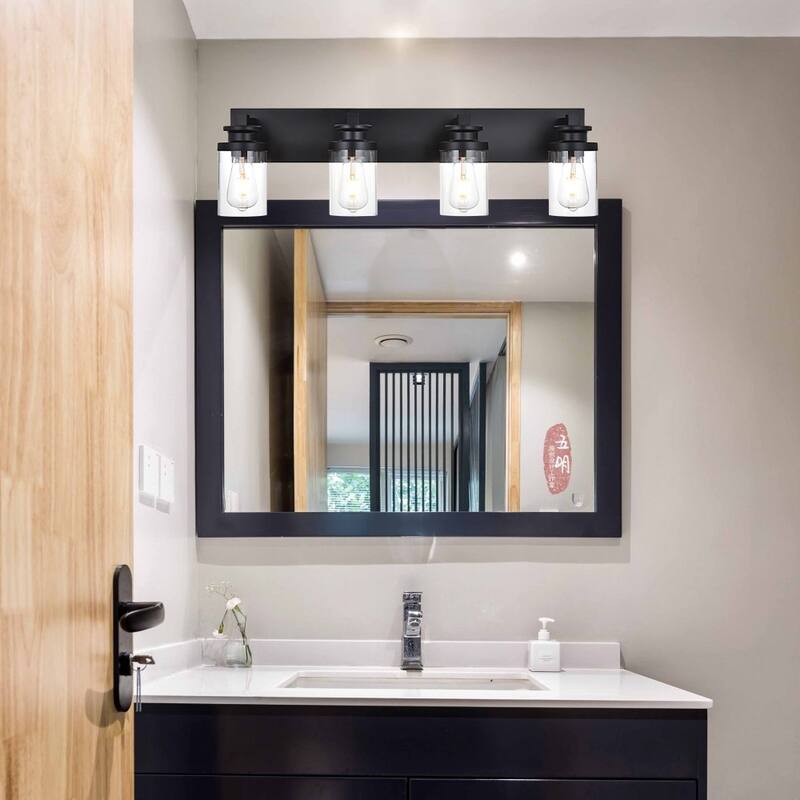 Industrial Vanity Light fixture with Clear Glass Shade