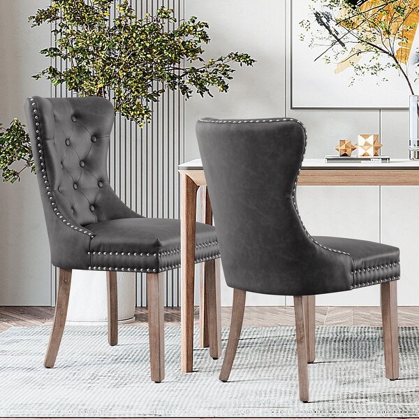 Subrtex(Set of 2)Faux Leather Upholstered Button Nailhead Wingback