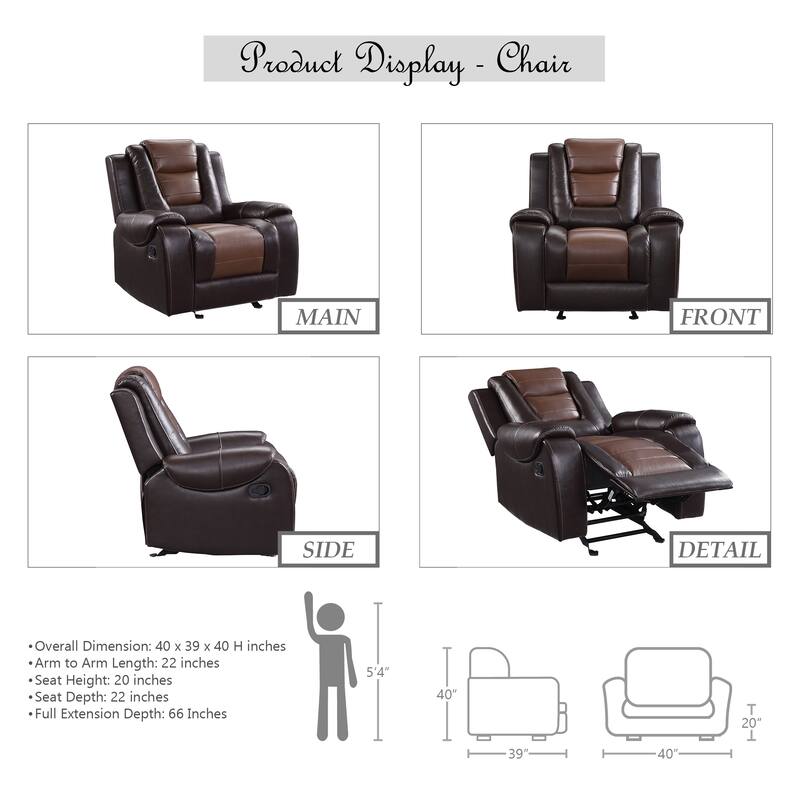 Mischa 3-Piece Reclining Living Room Set - Dark Brown/Light Brown