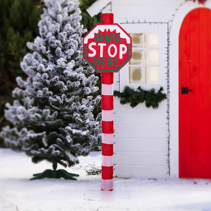 White Light Road Sign Outdoor Christmas Decoration