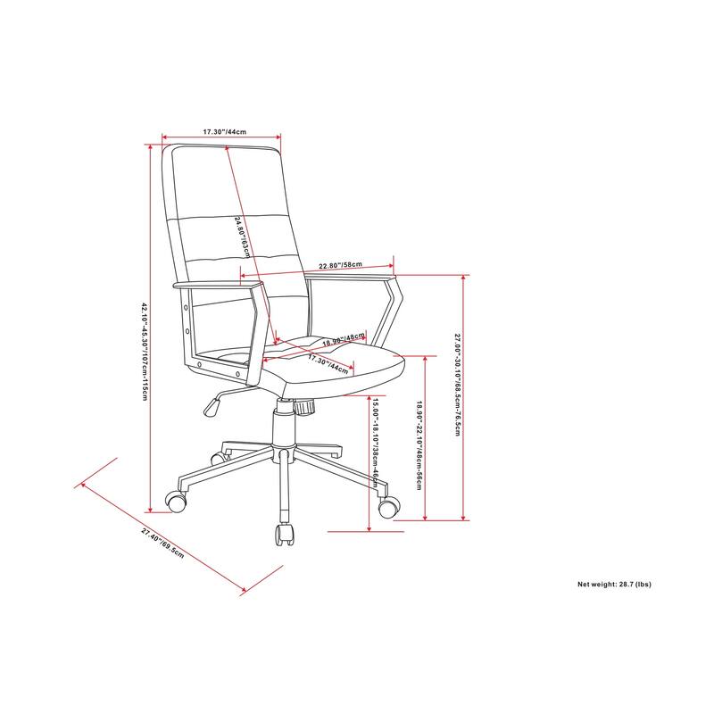 WYNDENHALL Parks Swivel Adjustable Executive Computer Office Chair