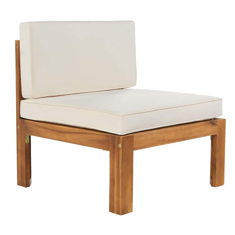 5 Piece Outdoor Patio Furniture Set, All Weather Outdoor Conversation Set, Wooden Sectional Sofa Set with Coffee Table