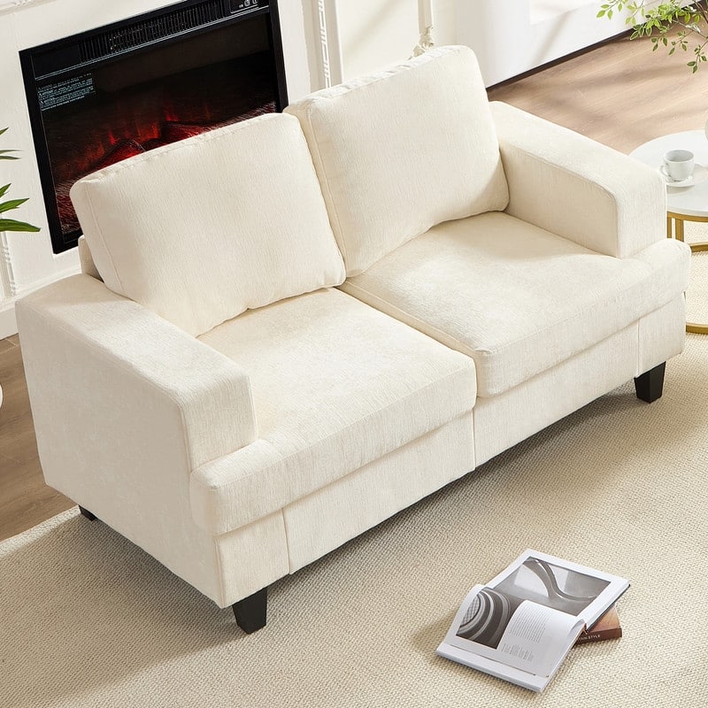 Mixoy W56"Loveseat Sectional Sofa,Chenille Fabric Cloud Sleeper Comfy Upholstered 2-Seater Couches