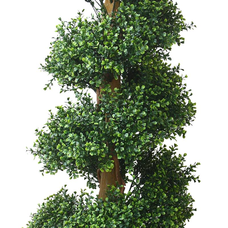 48-Inch Artificial Spiral Tree - Potted Boxwood Fake Plant