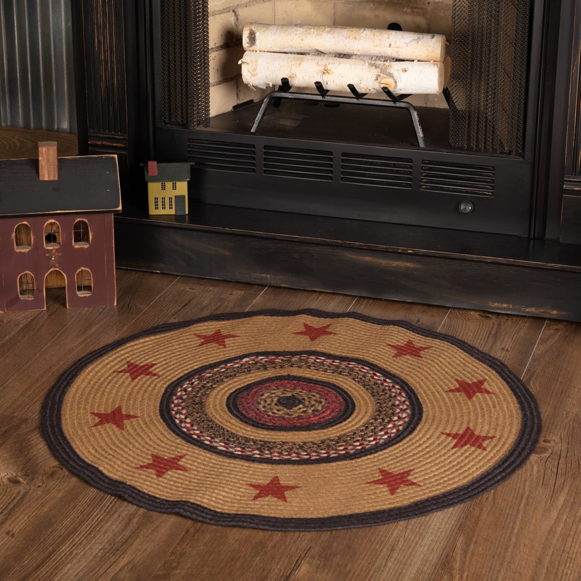 Landon Stars Stenciled Jute Round Rug - 3' x 3'