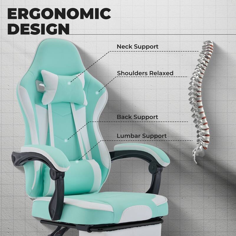 Adults with Footrest Swivel Video Game Chair