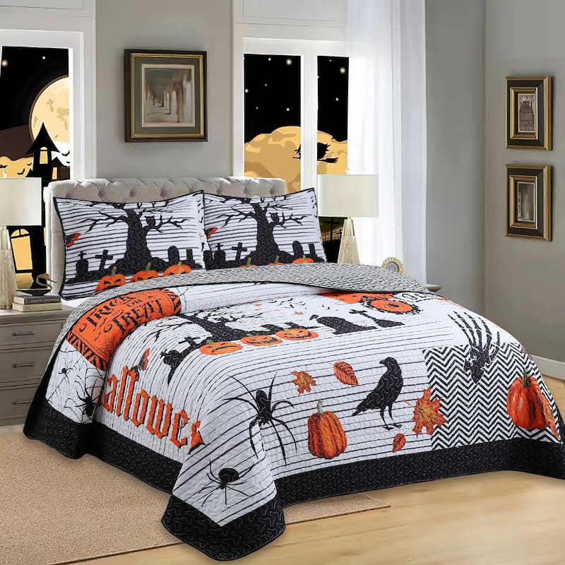 3 Pcs Halloween Quilt Bedspread Set