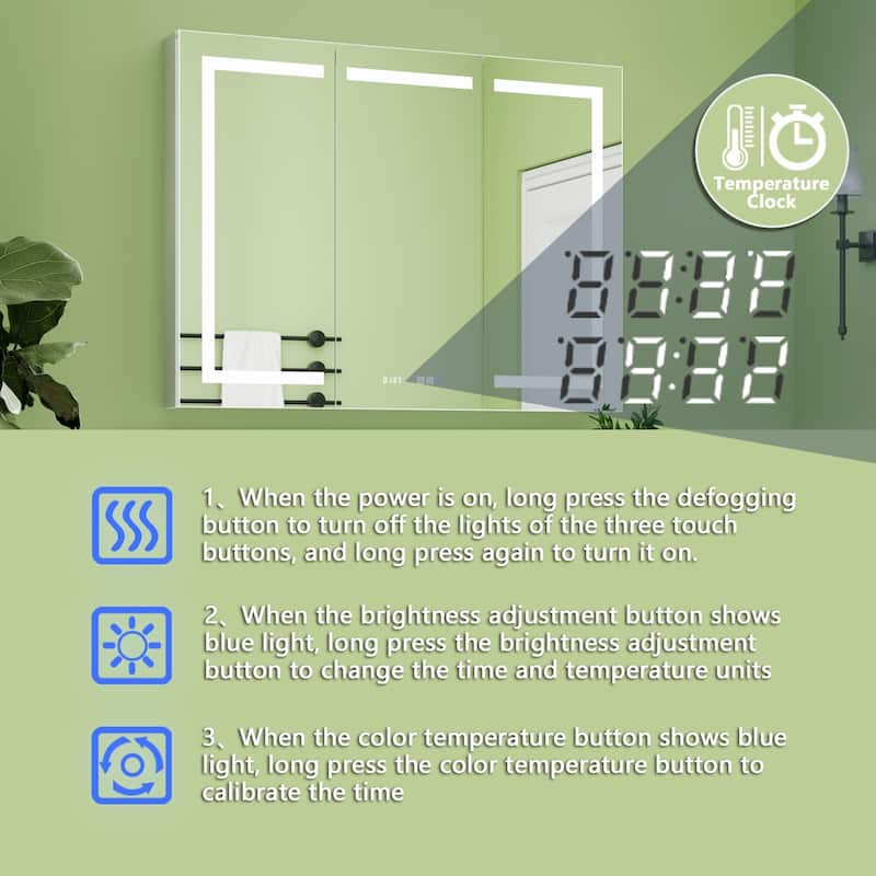 ExBrite LED Lighted Bathroom Medicine Cabinet with Mirror, Recessed or Surface