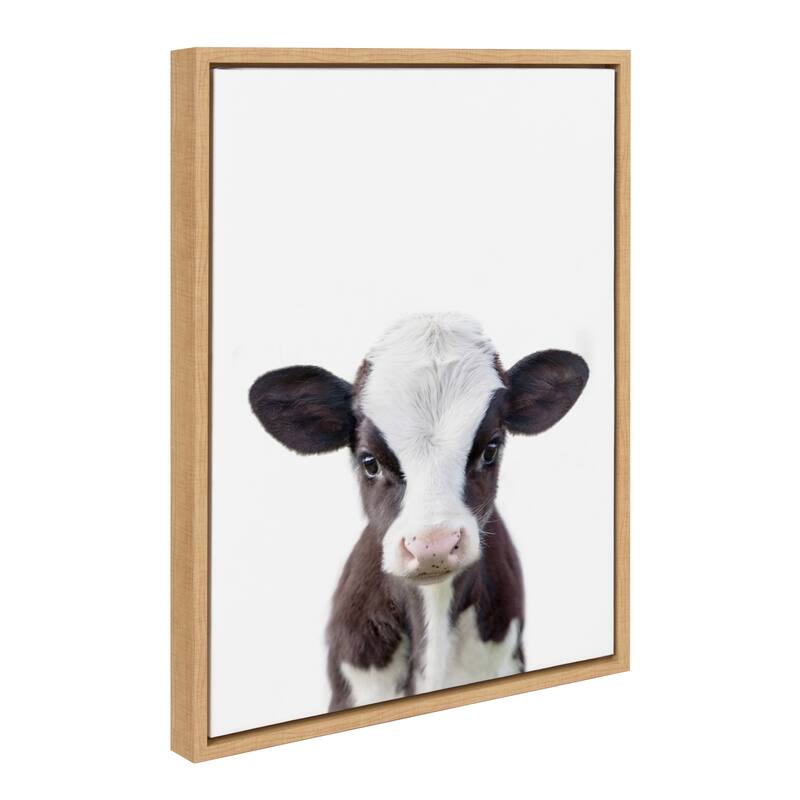 Kate and Laurel Sylvie Baby Cow Portrait Framed Canvas by Amy Peterson