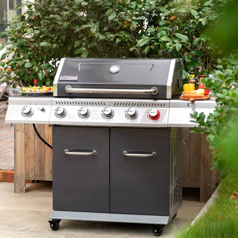 Royal Gourmet 5-Burner Gas Grill with Sear Burner & Side Burner, Grey