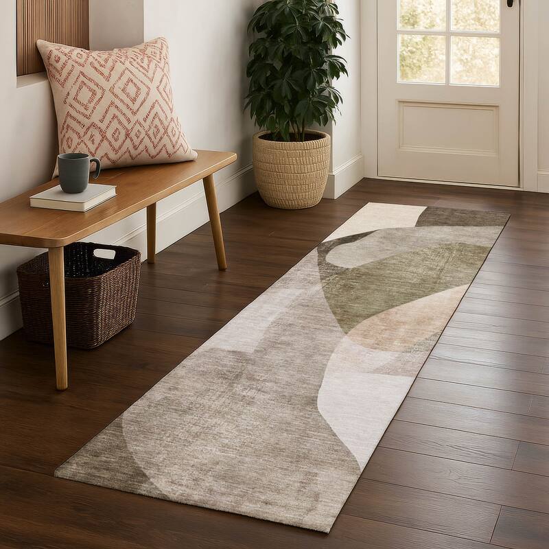 Premium Washable Super Soft Casual Contemporary Mayfield Rug - Taupe - 2'3" x 7'6"