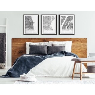 Kate and Laurel Sylvie Chicago Modern Map Framed Canvas by Jake Goossen