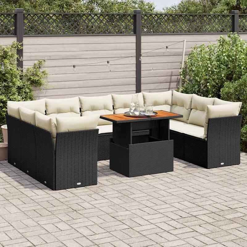 vidaXL Garden Sofa Set - 21.7 x 39.4 x 28.7 - Black and cream