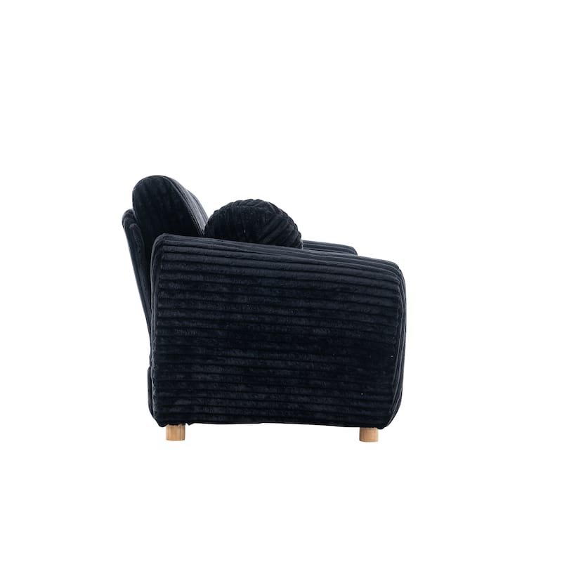 84.4" Corduroy 3-Seater Sofa with Solid Wood Frame, Comfortable Cushions