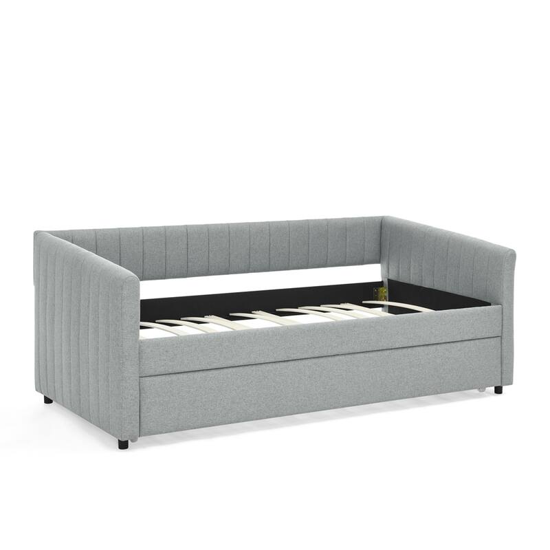 Daybed with Trundle Upholstered Tufted Sofa Bed