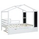 preview thumbnail 6 of 42, Full Size Solid Wood House Bed with Trundle, Fence and Writing Board for Kids, Boys and Girls, Bedroom