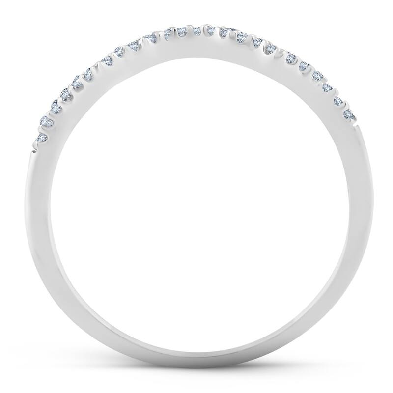 1/8 Ct Diamond Contoured Womens Wedding Anniversary Ring White Gold Band
