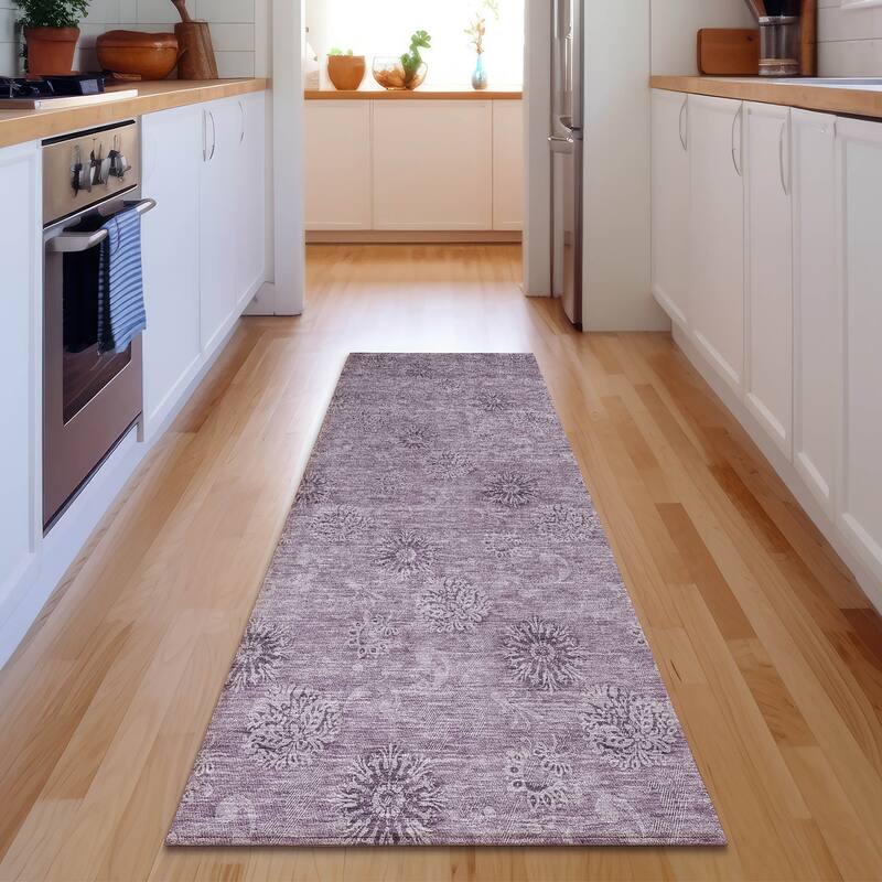 Premium Washable Super Soft Floral Imprints Mayfield Rug - Plum - 2' 3" x 7' 6" - Runner