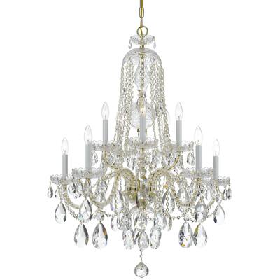 Traditional Crystal 10 Light Clear Crystal Brass Chandelier - 32'' W x 36'' H