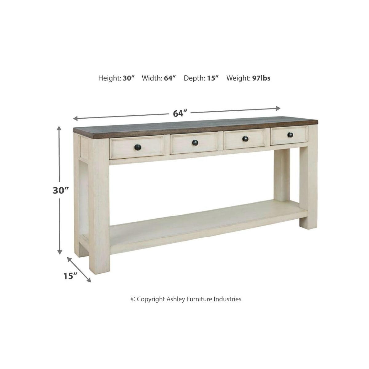 Signature Design by Ashley Bolanburg Farmhouse Sofa Table