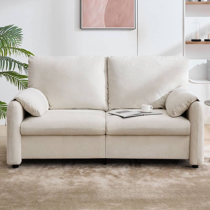 800LBS Down filled sofas, 60 inch minimalist sofa, with multiple colors in the living room and bedroom - Beige