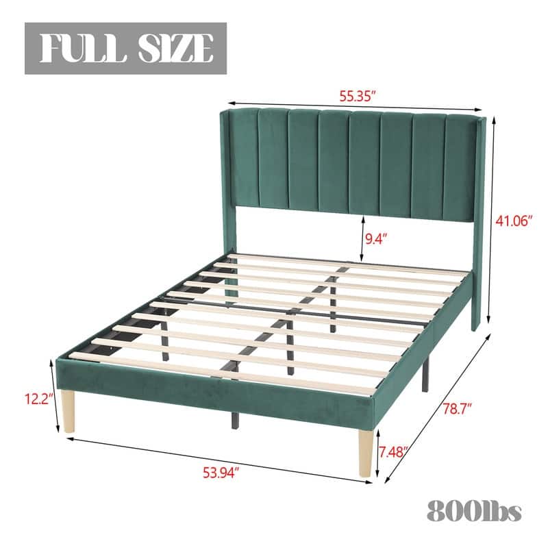 Caxkun Upholstered Platform Bed Frame with Wingback headboard