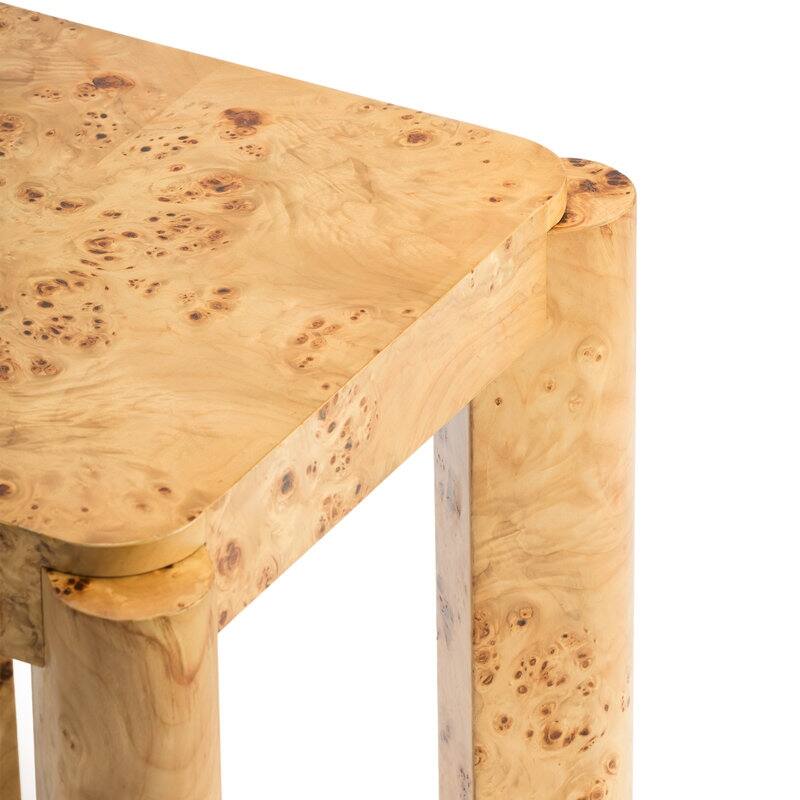 Chorus Side Table Modern Wooden Clear Maple Burl Nightstand