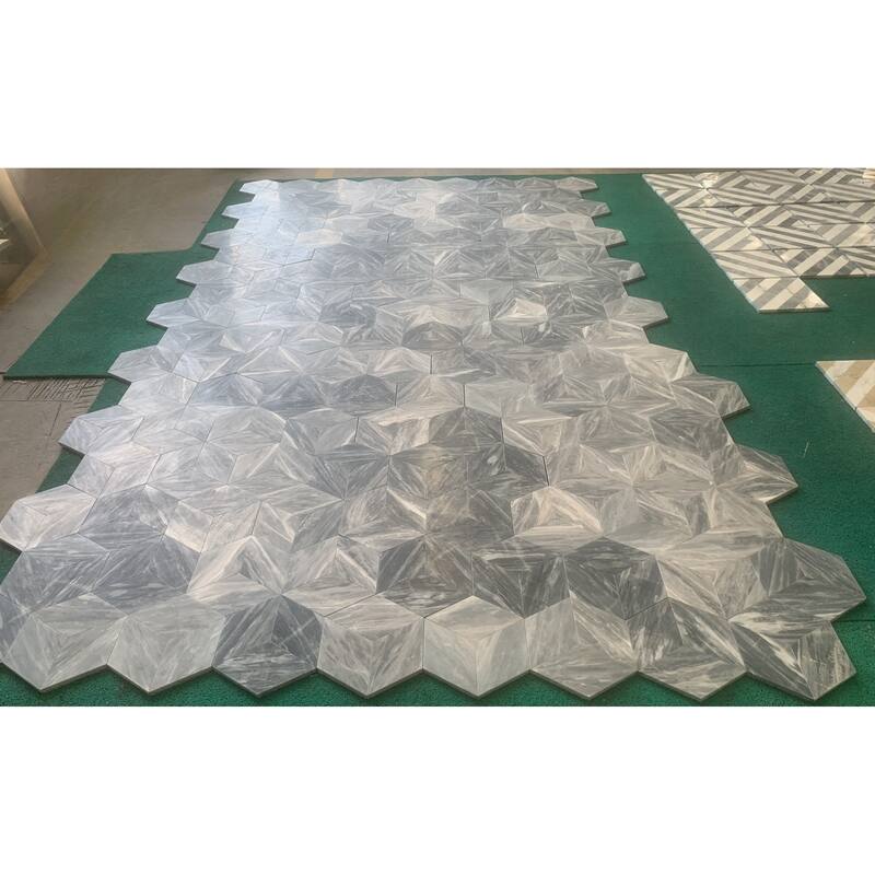 Roomfitters Hexagon Marble Tile for Wall and Floor, Honed Natural Stone, Genuine Marble, 12-Piece Box, Carrara Gray