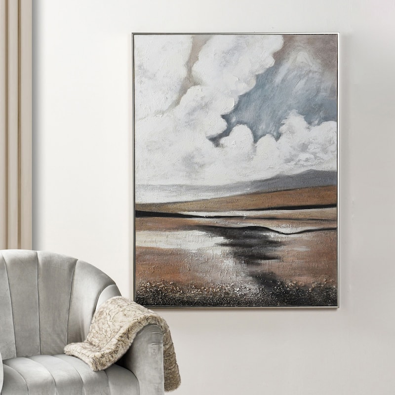 Textured Sky - Hand Painted Landscape Wall Art - Silver Frame