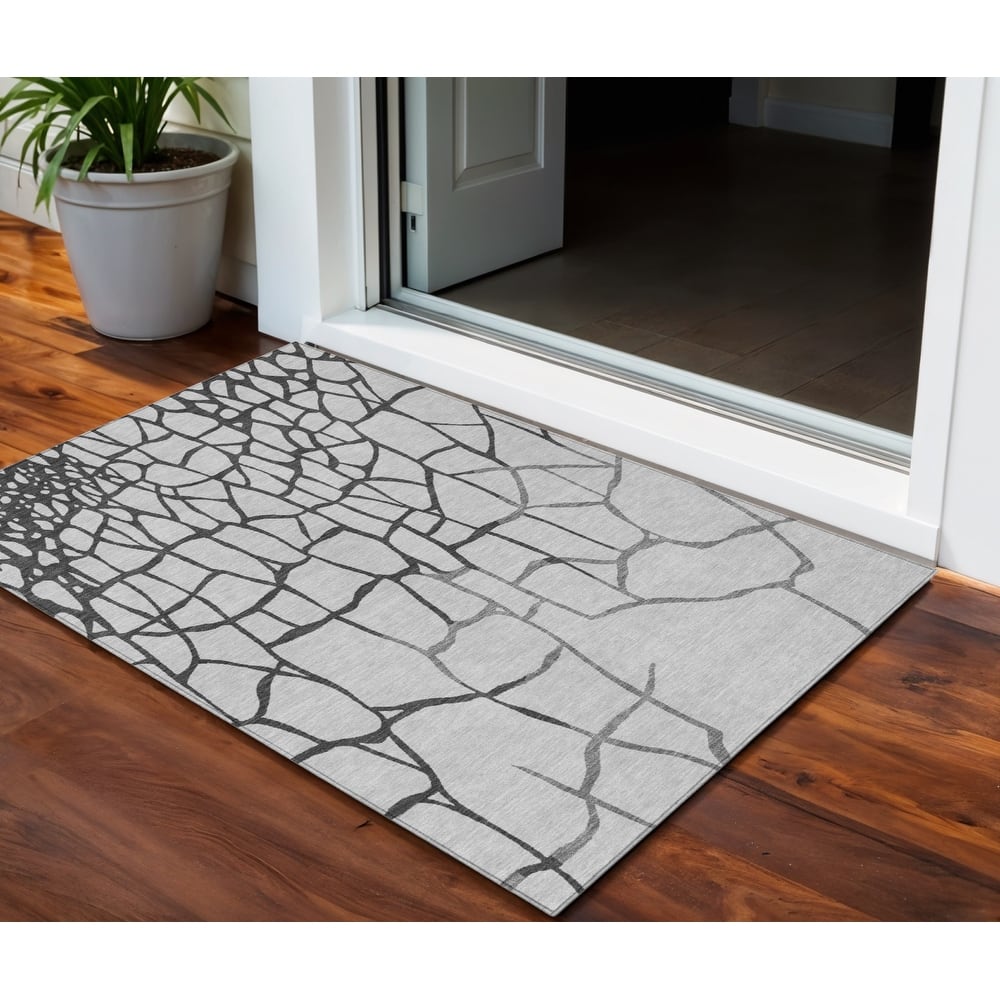 HomeRoots Abstract Transitional Rectangle Outdoor Rug