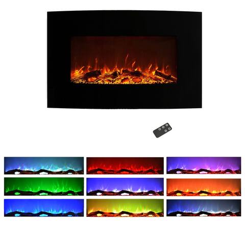 Hastings Home 36-Inch Curved Electric Fireplace - 36 inch