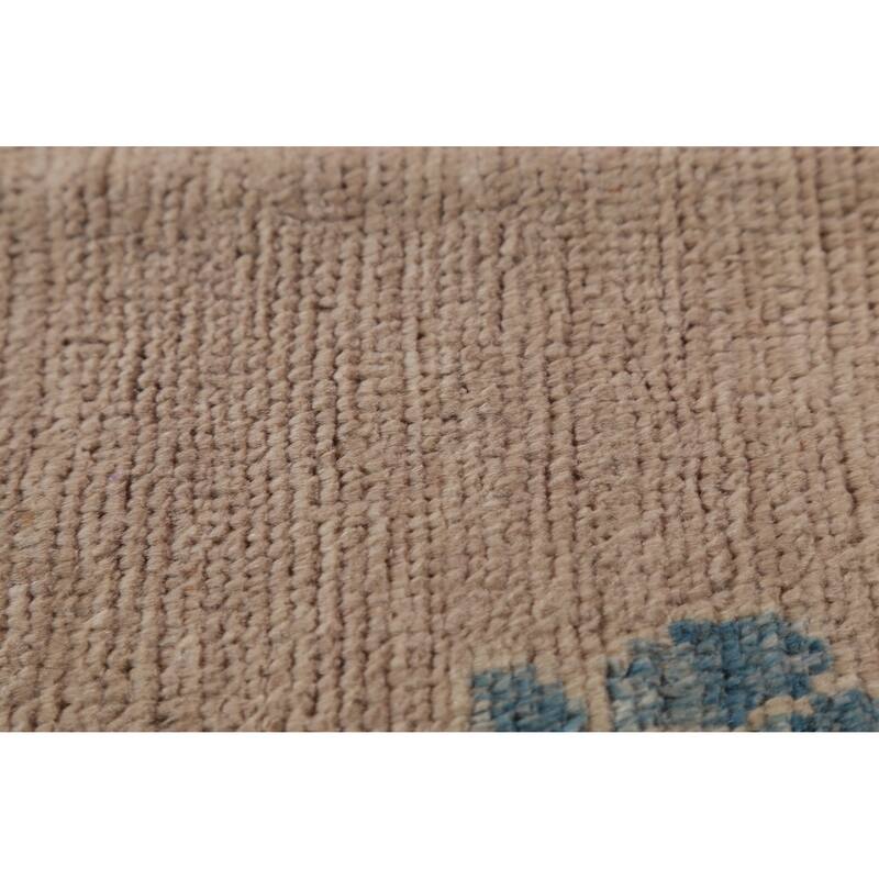 Hand Knotted Oriental 100% Wool Carpet Transitional All-Over Brown Oushak Area Rug - 12' 11'' X 9' 4''