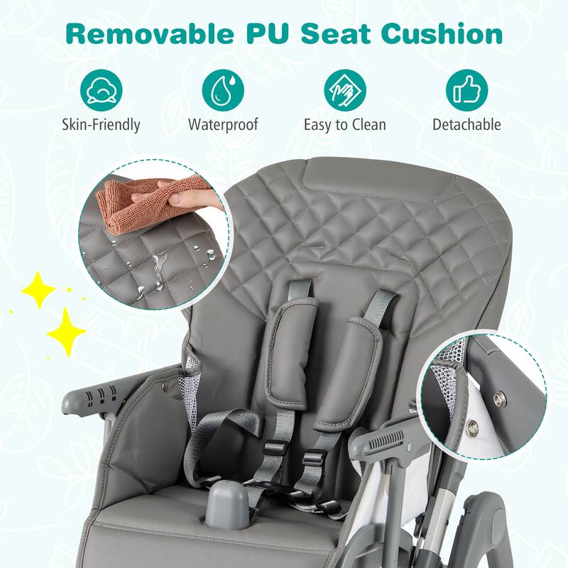 Gymax Foldable High Chair for Babies & Toddlers w/ Footrest Detachable